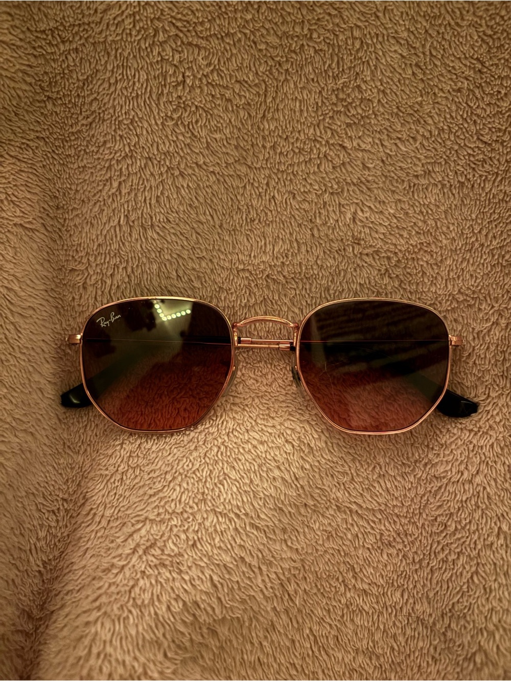 Ray-Ban Rose Gold Frame Sunglasses with Brown Gradient Lenses